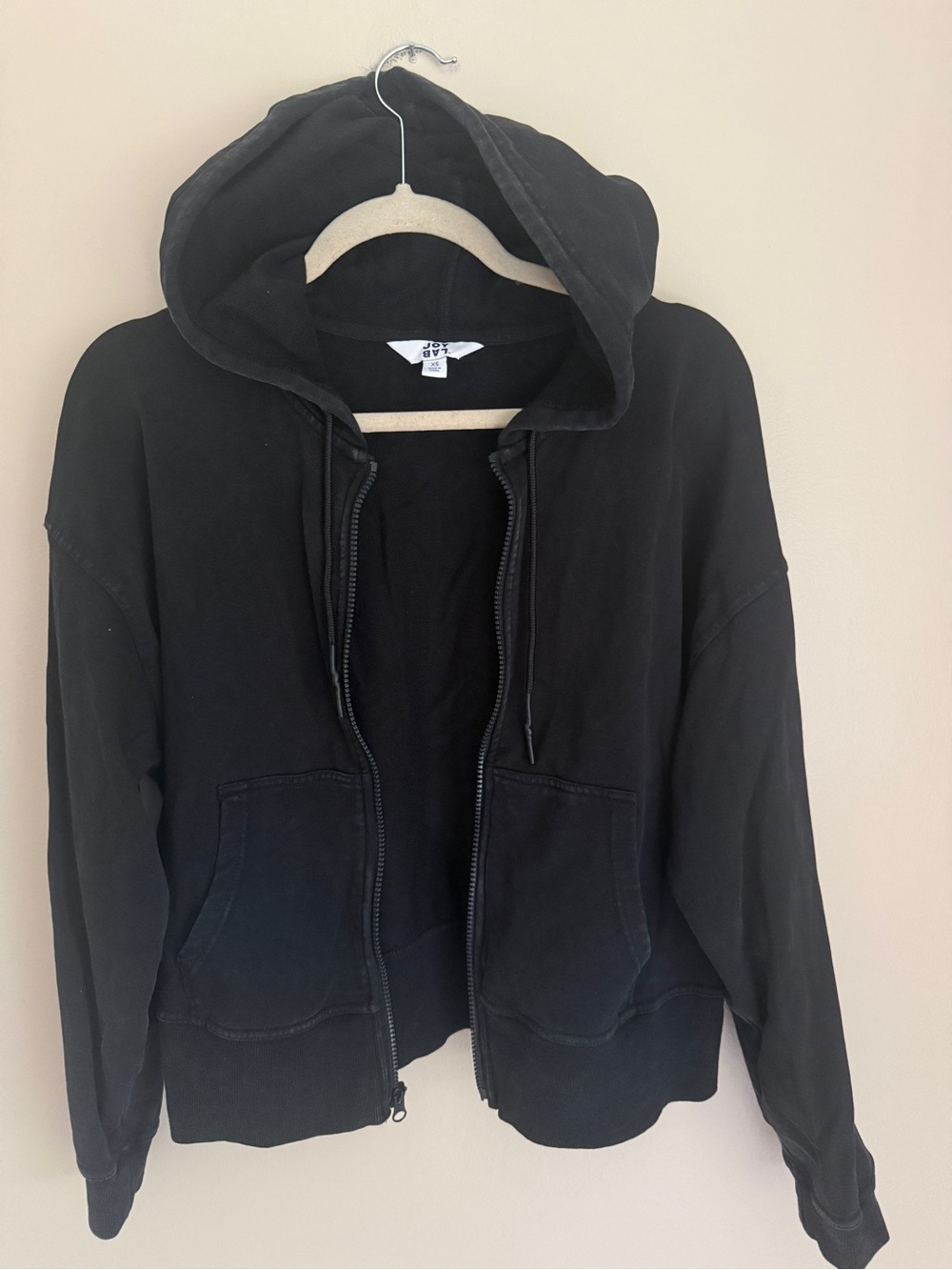 NWOT Joylab Black Zip-Up Hooded Sweatshirt, size XS - Picture 2 of 4